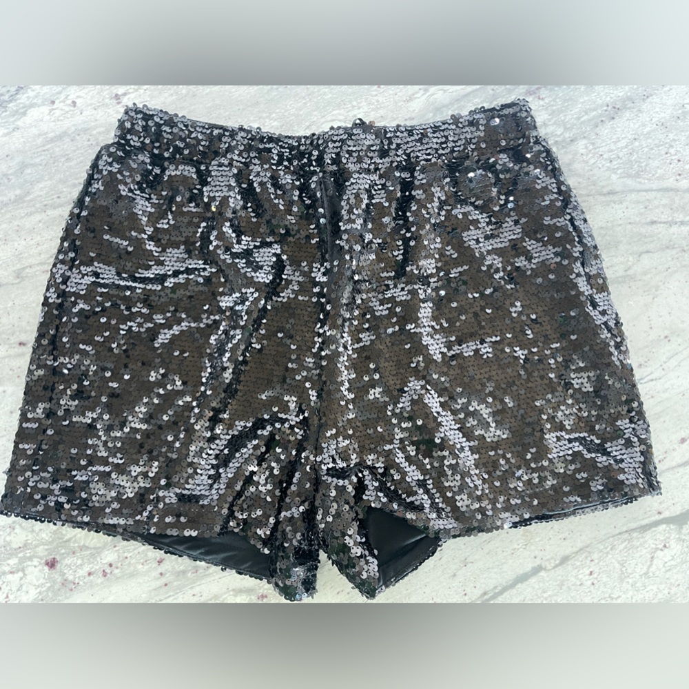 Black sequin shorts fully lined
